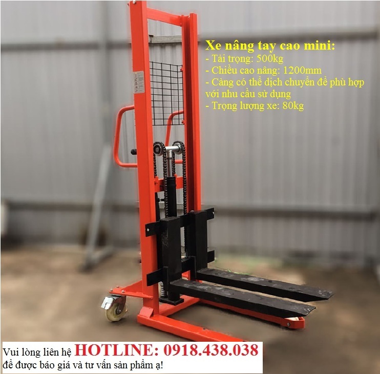 Xe nâng tay cao mini 500kg nâng cao 1.2m hãng Niuli giá rẻ